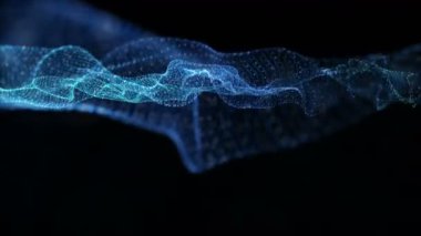 Parçacık dalga nesnesiyle gelecek video animasyonu yavaş çekimde, 4096x2304 döngü 4K