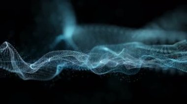 Parçacık dalga nesnesiyle gelecek video animasyonu yavaş çekimde, 4096x2304 döngü 4K