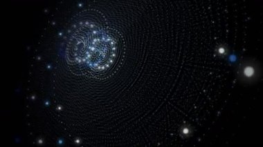 Parçacık çizgili nesne ile gelecek video animasyonu yavaş çekimde, 4096x2304 döngü 4K