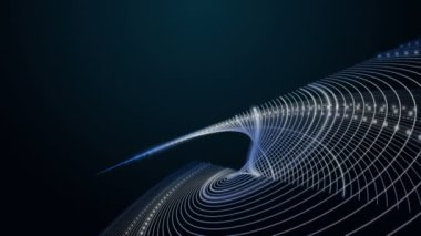 Parçacık çizgili nesne ile gelecek video animasyonu yavaş çekimde, 4096x2304 döngü 4K