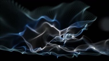 Parçacık dalga nesnesiyle gelecek video animasyonu yavaş çekimde, 4096x2304 döngü 4K