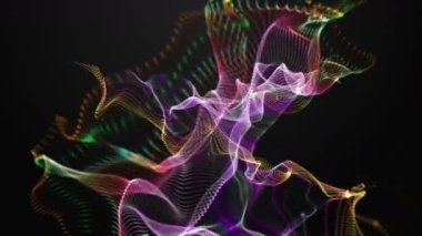 Parçacık dalga nesnesiyle gelecek video animasyonu yavaş çekimde, 4096x2304 döngü 4K