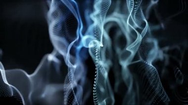 Parçacık dalga nesnesiyle gelecek video animasyonu yavaş çekimde, 4096x2304 döngü 4K