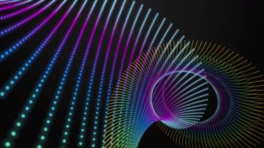 Parçacık çizgili nesne ile gelecek video animasyonu yavaş çekimde, 4096x2304 döngü 4K