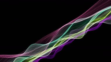 Parçacık dalga nesnesi ile fantastik video animasyonu yavaş çekim ve metin için boşluk, 4096x2304 döngü 4K