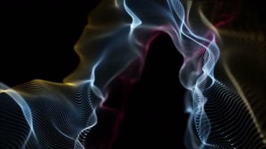 Parçacık dalga nesnesiyle gelecek video animasyonu yavaş çekimde, 4096x2304 döngü 4K