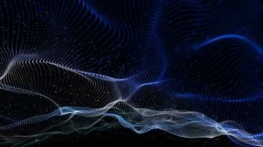 Parçacık dalga nesnesiyle gelecek video animasyonu yavaş çekimde, 4096x2304 döngü 4K