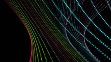 Parçacık çizgili dalga nesnesiyle gelecek video animasyonu, 4096x2304 döngü 4K