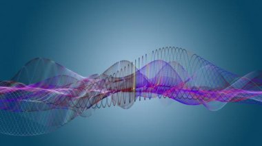 Parçacık dalga nesnesi ile fantastik video animasyonu yavaş çekim ve metin için boşluk, 4096x2304 döngü 4K