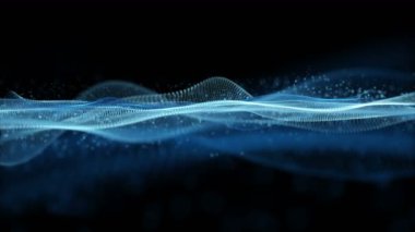 Metin için parçacık dalga nesnesi ve uzayda gelecek video animasyonu, 4096x2304 döngü 4K