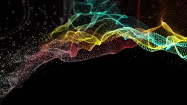 Animasi Video Futuristik Dengan Objek Gelombang Partikel Dalam Gerak Lambat — Stok Video