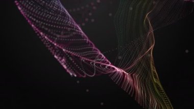 Parçacık dalgası nesnesinin ağır çekimde fantastik video animasyonu, 4096x2304 döngü 4K