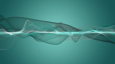 Parçacık dalga nesnesi ile fantastik video animasyonu yavaş çekim ve metin için boşluk, 4096x2304 döngü 4K