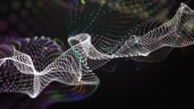 Parçacık dalga nesnesiyle gelecek video animasyonu yavaş çekimde, 4096x2304 döngü 4K