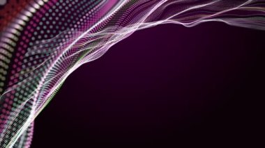 Parçacık dalga nesnesi ile fantastik video animasyonu yavaş çekim ve metin için boşluk, 4096x2304 döngü 4K