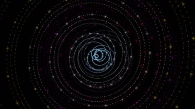Parçacık çizgili nesne ile gelecek video animasyonu yavaş çekimde, 4096x2304 döngü 4K