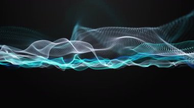 Metin için parçacık dalga nesnesi ve uzayda gelecek video animasyonu, 4096x2304 döngü 4K