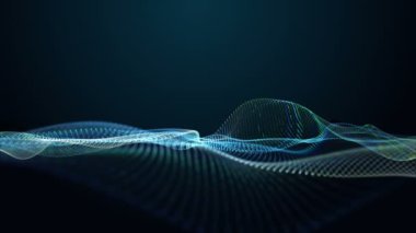 Parçacık dalga nesnesiyle gelecek video animasyonu yavaş çekimde, 4096x2304 döngü 4K