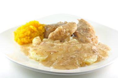 Kızarmış domuz eti yemek