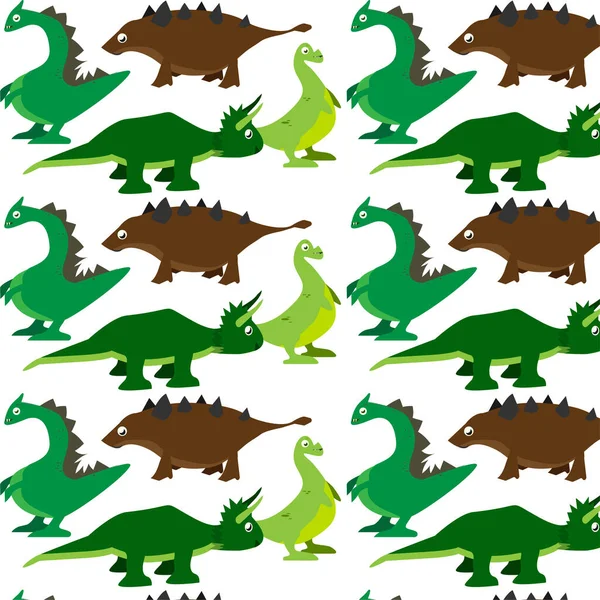 恐竜のより多くのタイプのシームレスなパターン ファブリック スクラップブッキング 表面デザインのために — ストックベクタ