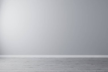 Model için boş oda. Boş oda, ışık duvarı ve ahşap 3D döşeme..