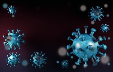 Coronavirus 2019-nCov coronavirus konsepti Asya gribi salgını ve koronavirüs gribi salgını için sorumludur. Mikroskop virüsü yaklaşıyor. 3d oluşturma.