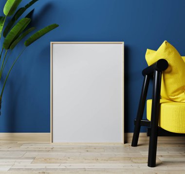 Evin içinde sarı koltuklu maket, yeşil oturma odasına bitki, 3 boyutlu.