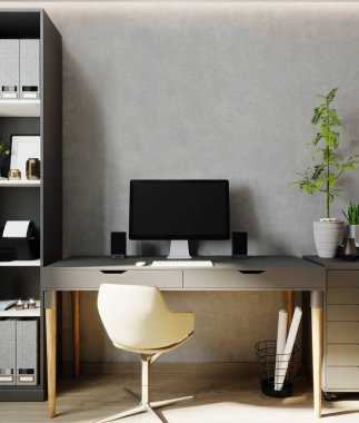 Ofisteki duvar modeli iç plan, işyeri 3D oluşturma