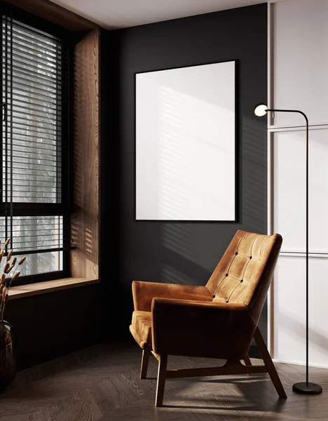 Modern iç plan, oturma odası, çatı katı, 3D görüntüleme ile model poster çerçevesi