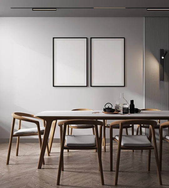 Modern iç plan, oturma odası, İskandinav tarzı, 3D çizim, 3D resim