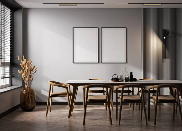 Modern iç plan, oturma odası, İskandinav tarzı, 3D çizim, 3D resim