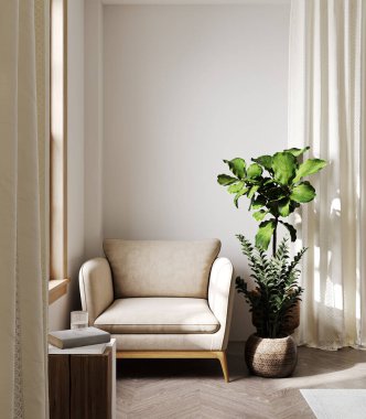 Konforlu çiftlik evinin iç tarafı, 3 boyutlu. 