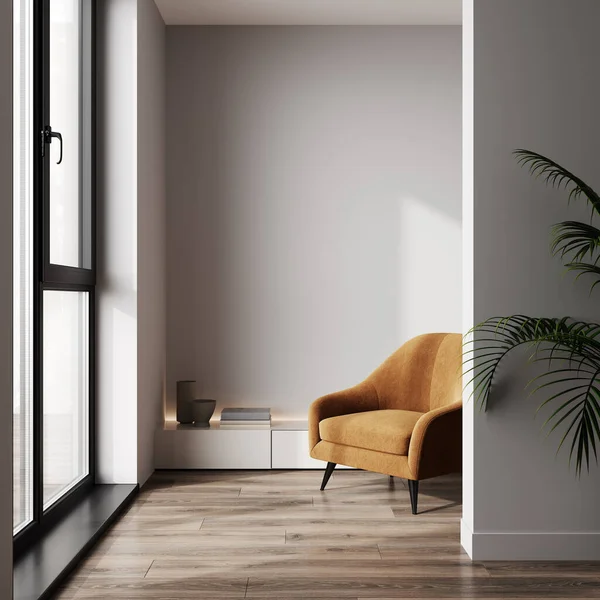 Kahverengi koltuklu, duvar maketli, 3D işlemeli minimalist modern iç plan