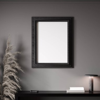 Dekorasyonlu koyu iç plan çerçevesi, 3d oluşturma