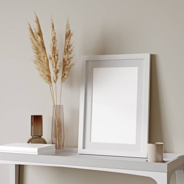 boş beyaz çerçeve modelleme, modern tarz iç mimari, 3d biçimlendirme