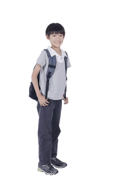 Щасливий розумний хлопчик готовий до школи — стокове фото