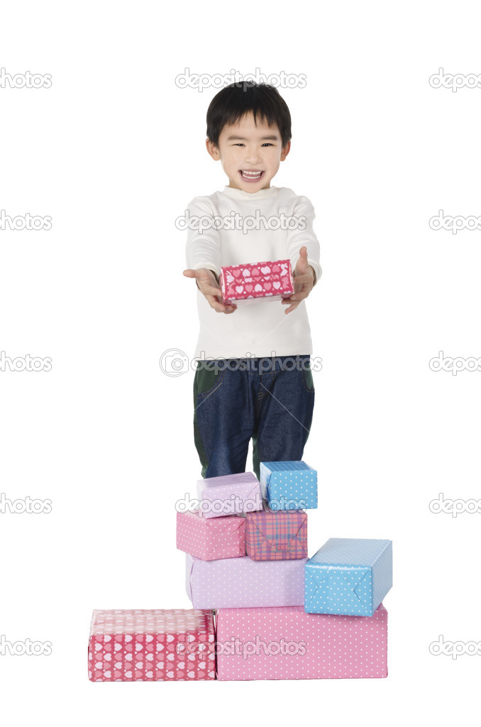 Little boy with gifts