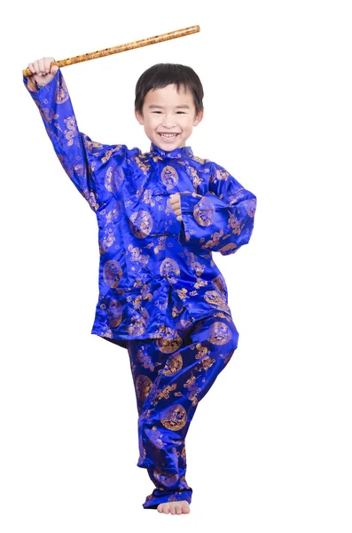 Lindo chico usando ropa tradicional china — Foto de Stock
