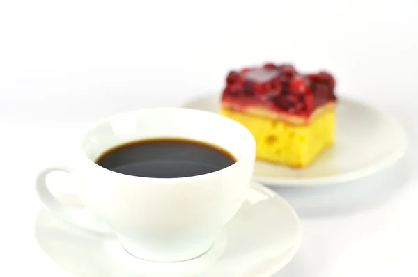 Café avec gâteau aux framboises 3 — Photo