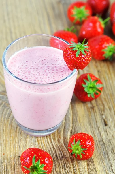 Strawberry milkshake närbild — Stockfoto