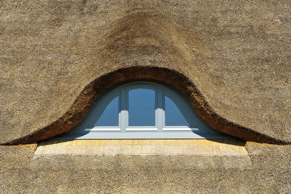 thatched roof with window