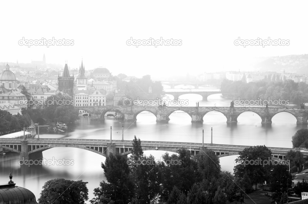prague in monochrom early in the morning
