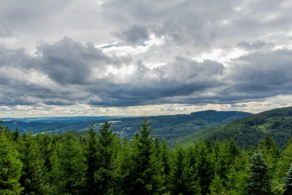 Yaz sonu yürüyüşü. Kleinschmalkalden yakınlarındaki Thuringian Ormanı 'nda.
