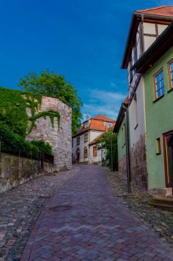 Schmalkalden, Thüringen 'in yarım yamalak kasabasının güzel atmosferinde dolaşın.