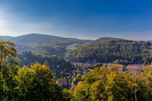 Herfst Ontdekkingstocht Langs Het Prachtige Hrselgebergte Bij Eisenach Thüringen — Stockfoto