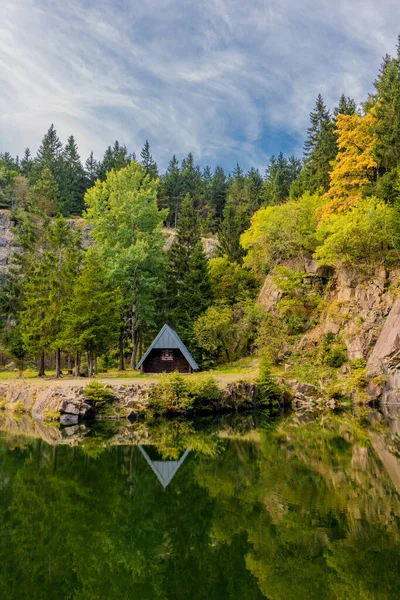 Barevný Podzim Pomalu Ale Jistě Přichází Vrcholy Durynského Lesa Thringen — Stock fotografie