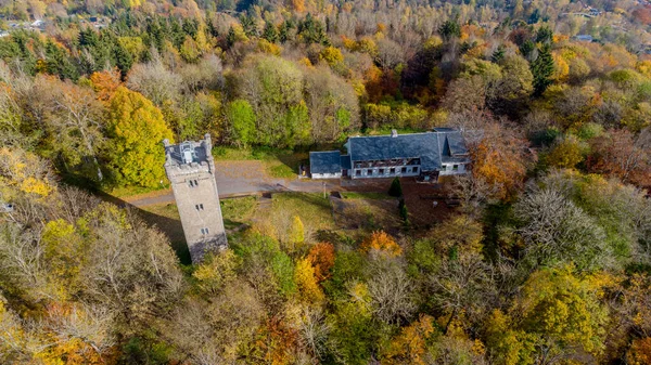 Bela Excursão Descoberta Outonal Domberg Perto Suhl Turíngia — Fotografia de Stock