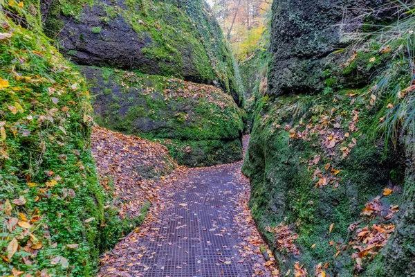 秋天漫步在图林根森林边缘的沃特堡艾森纳赫镇 图林根 — 图库照片