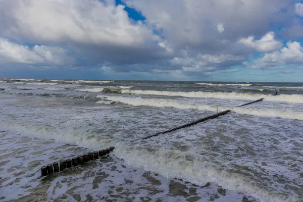 Bela Caminhada Outono Mar Báltico Polonês Longo Costa Ustronie Morskie — Fotografia de Stock