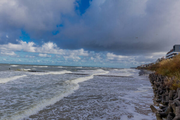 Beautiful autumn walk on the Polish Baltic Sea along the coast of Ustronie Morskie - Poland